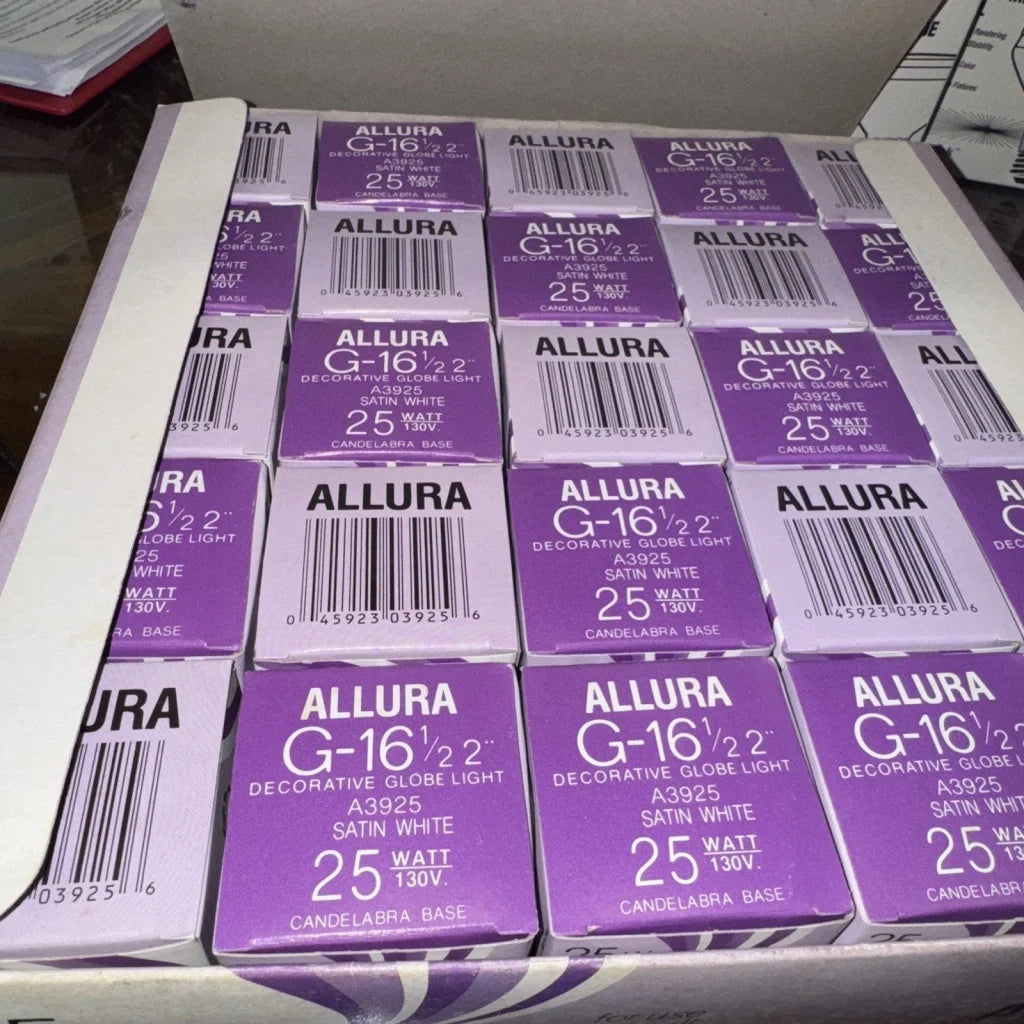 ALLURA lot of 25 satin white globe light G16 A3925 bulbs
