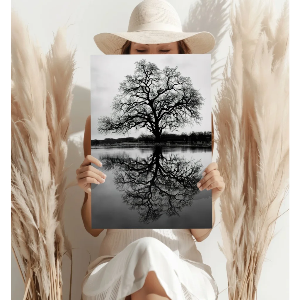 Stunning Tree Reflection Insigne Aluminum Prints | Contemporary Home Wall Art | vintageantiquesgifts.com