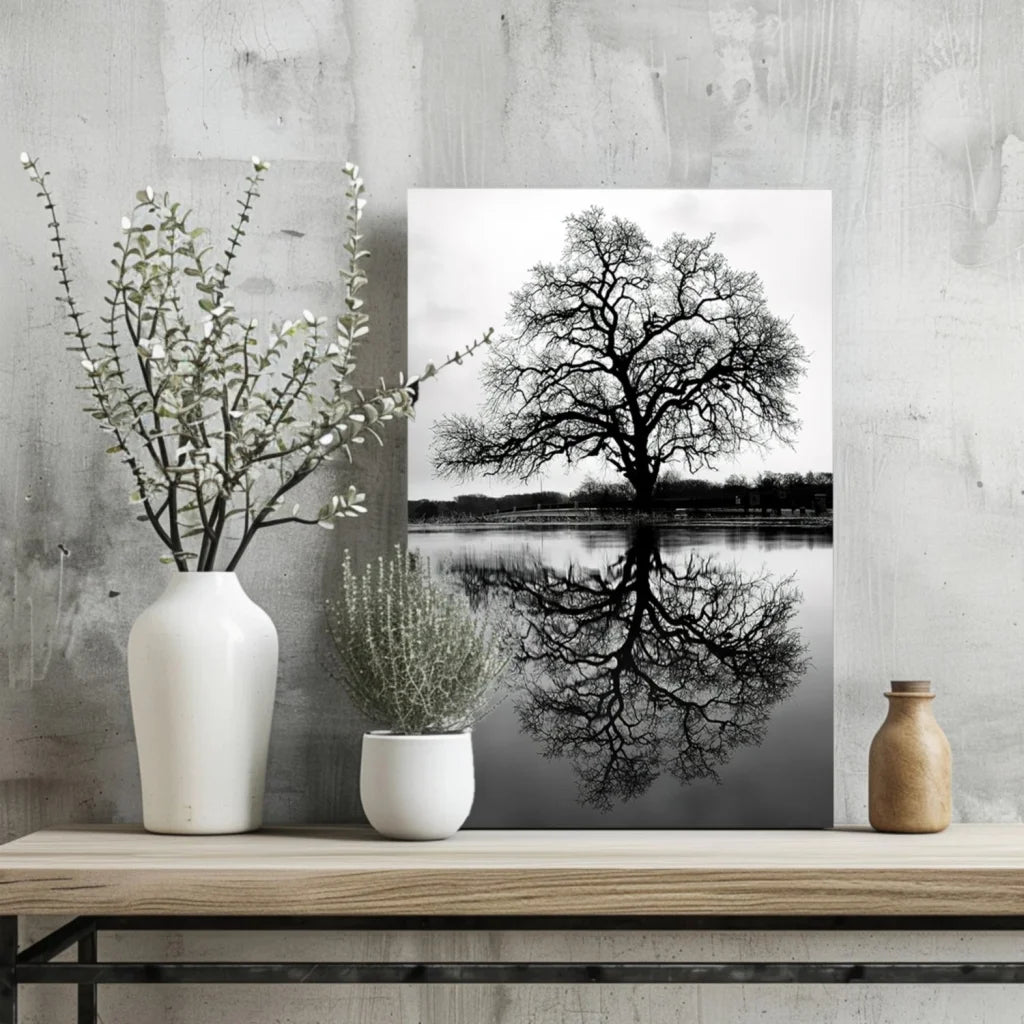 Stunning Tree Reflection Insigne Aluminum Prints | Glass Wall Art Print | vintageantiquesgifts.com
