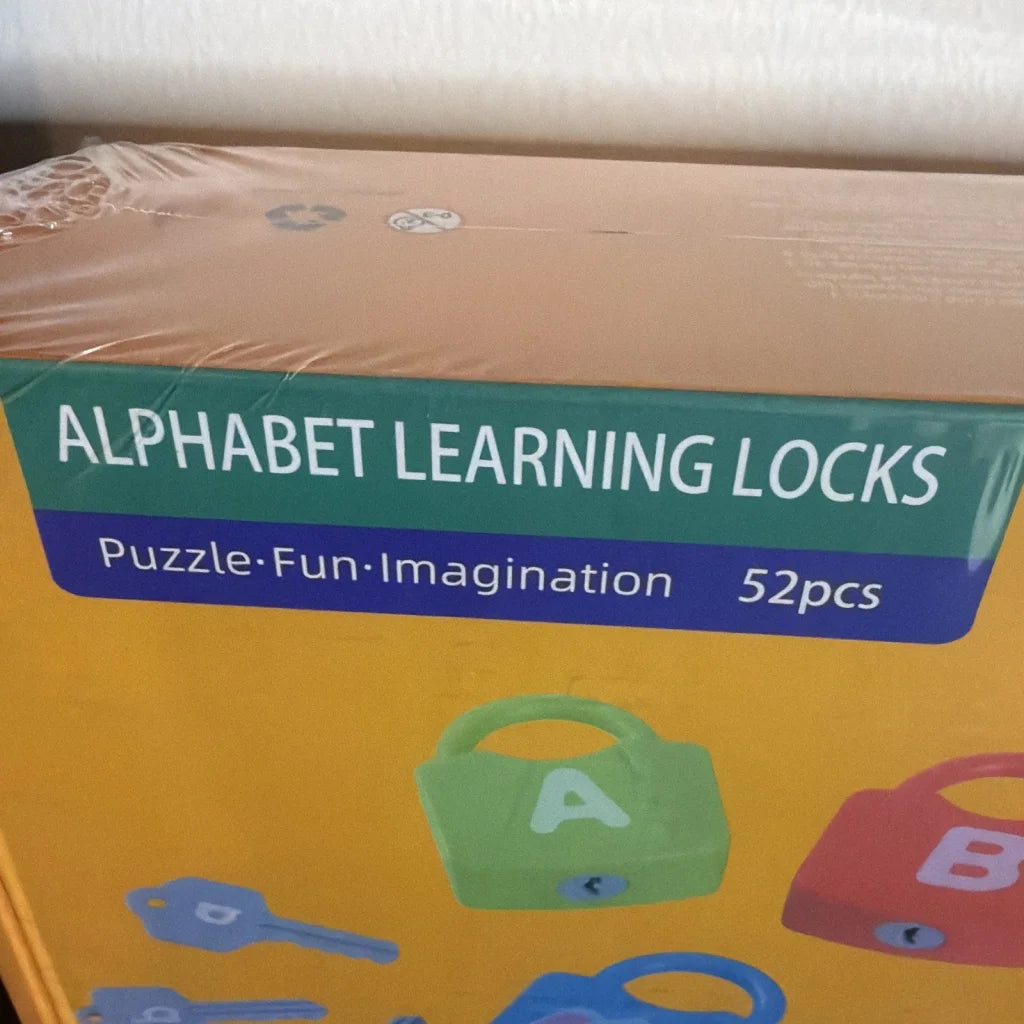 Alphabet learning lock toy set in colorful plastic locks box