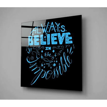 Glowing Motivational Glass Wall Art with Neon Style Lettering | Modern Wall Art Decor | vintageantiquesgifts.com