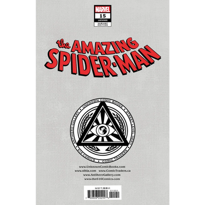 Comic book with gray cover, Amazing Spider-Man title, circular emblem, from Unknown Comics R1C0