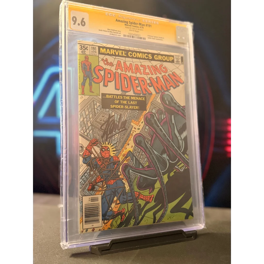 A graded marvel comic book amazing spider-man 131 with yellow cgc label 9.6 in clear protective sleeve