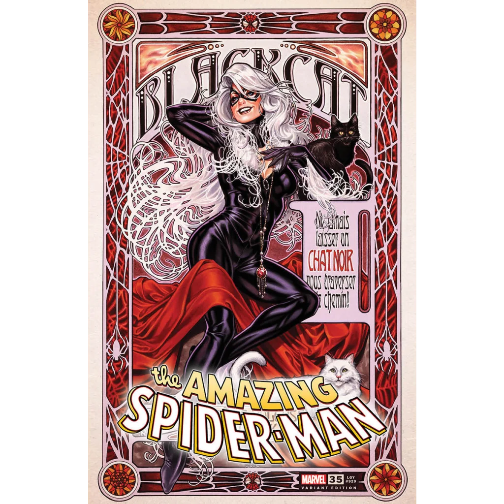 Comic book cover featuring Black Cat and Spider-Man from Mark Brooks NYCC Amazing Spider-Man 35
