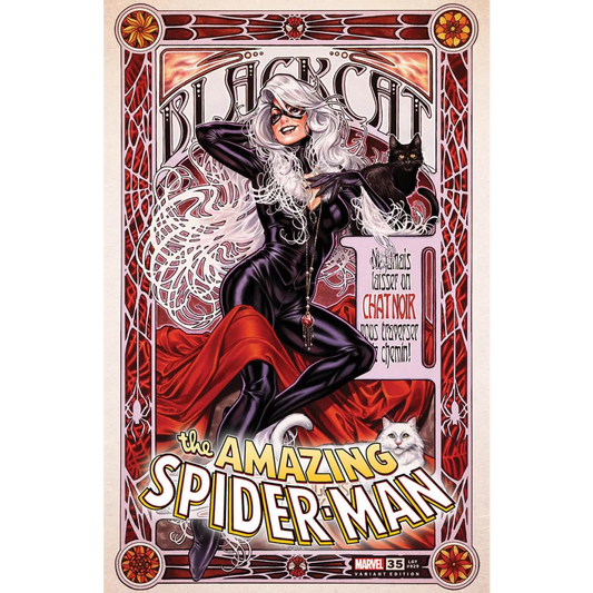 Comic book cover featuring Black Cat and Spider-Man from Mark Brooks NYCC Amazing Spider-Man 35