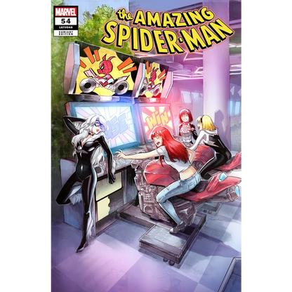 Comic book featuring female characters playing arcade games from Amazing Spider-Man #54 Unknown Comics Saowee Variant Cover