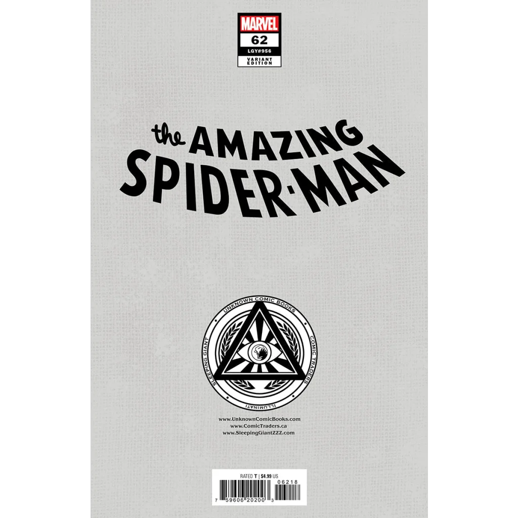 Comic book with grey background and black text from Amazing Spider-Man #62 Leirix exclusive