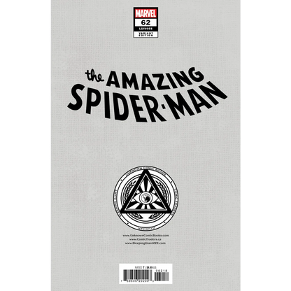 Comic book with grey background and black text from Amazing Spider-Man #62 Leirix exclusive