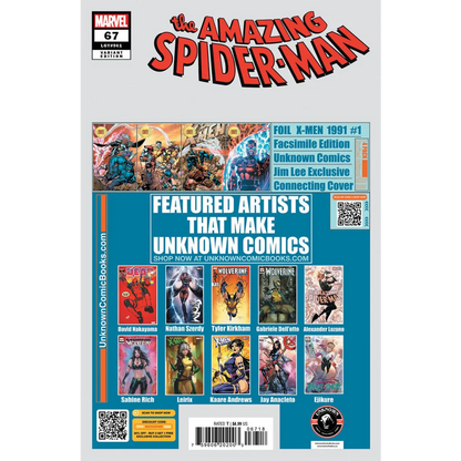 Comic book cover featuring Spider-Man in a dynamic pose for Amazing Spider-Man 67 by Alexander Lozano