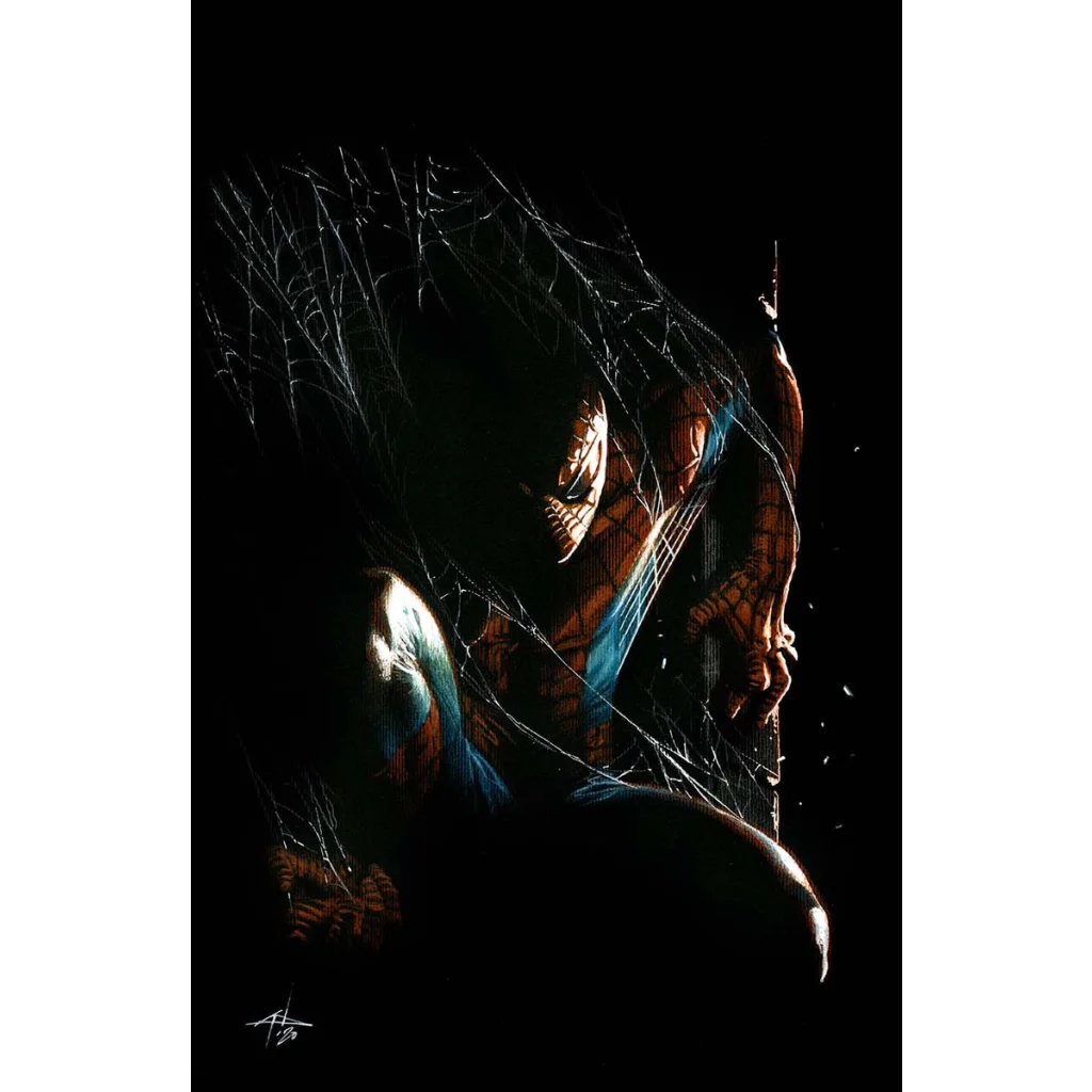 Dark Amazing Spider-Man Ben Reillys exclusive virgin illustration with spiderwebs