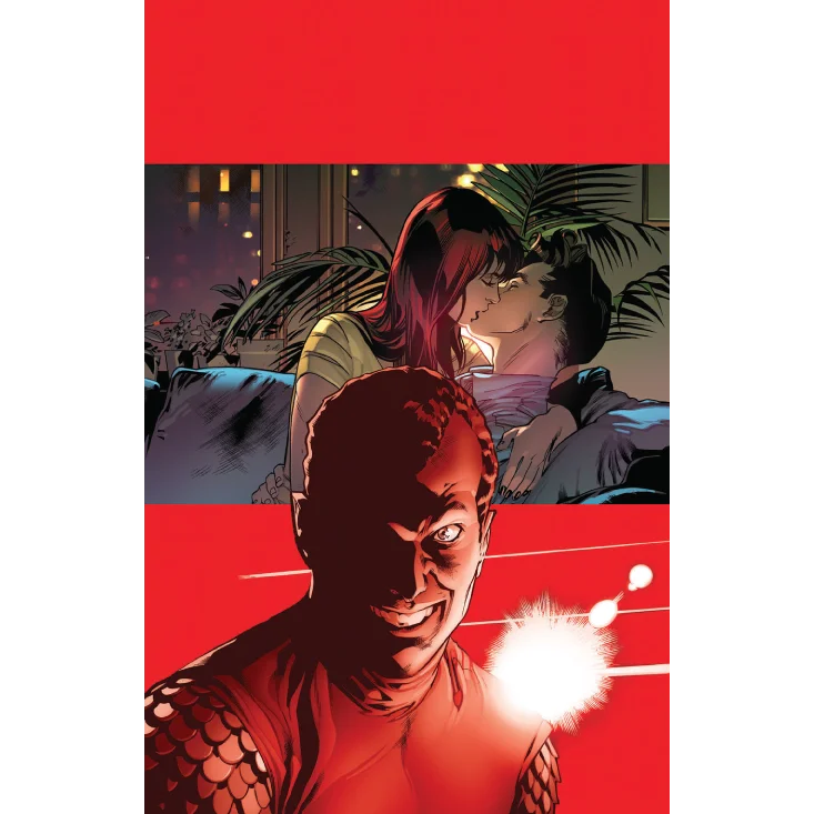 Unknown Comic Books Virgin Variant cover art featuring a kissing couple and menacing villain