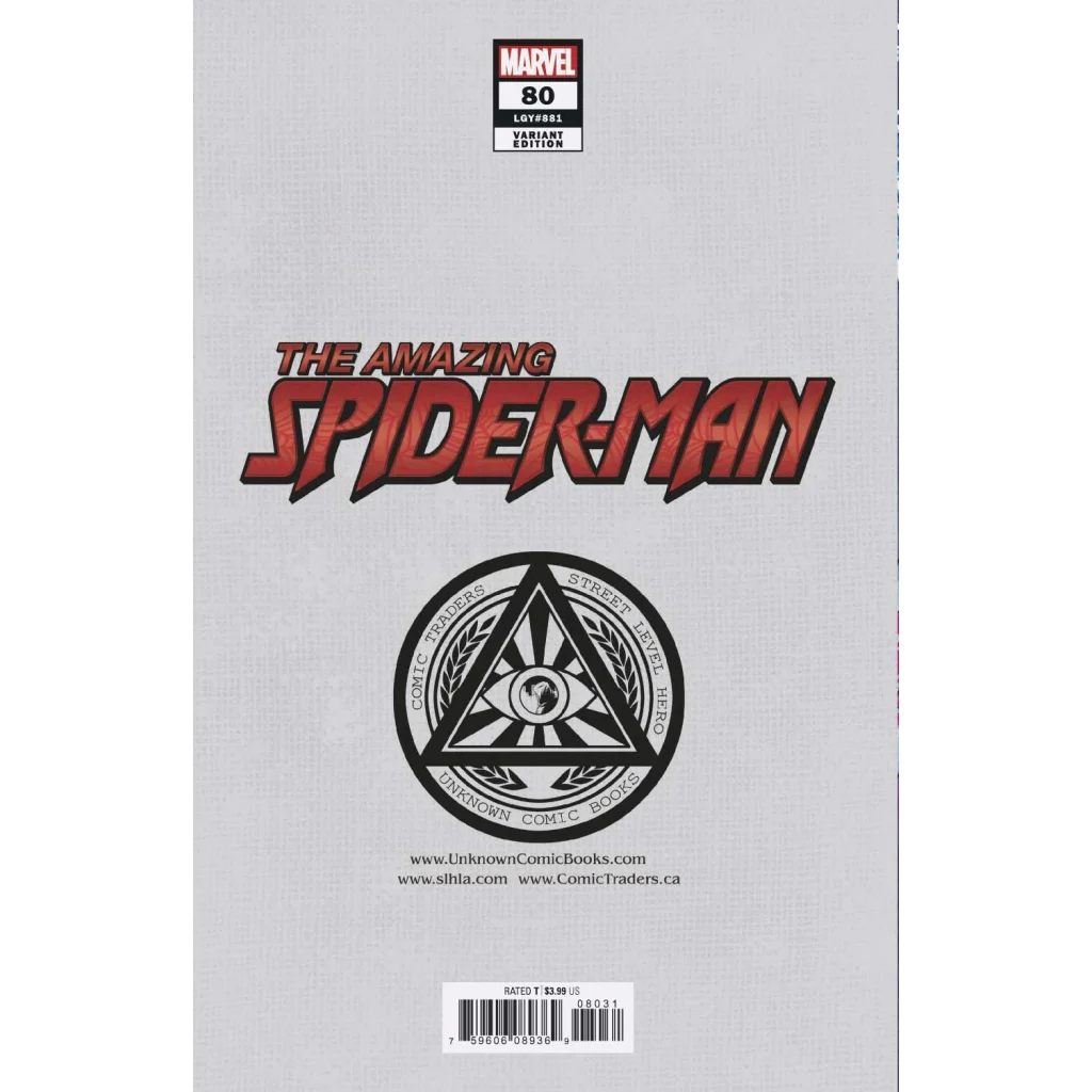 Amazing Spider-Man comic with grey cover and stylized eye logo from Unknown Comics Sabine