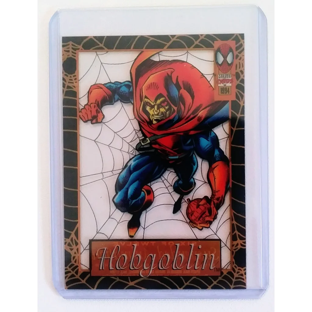 1994 Fleer Amazing Spider-Man Hobgoblin trading card in red blue web costume