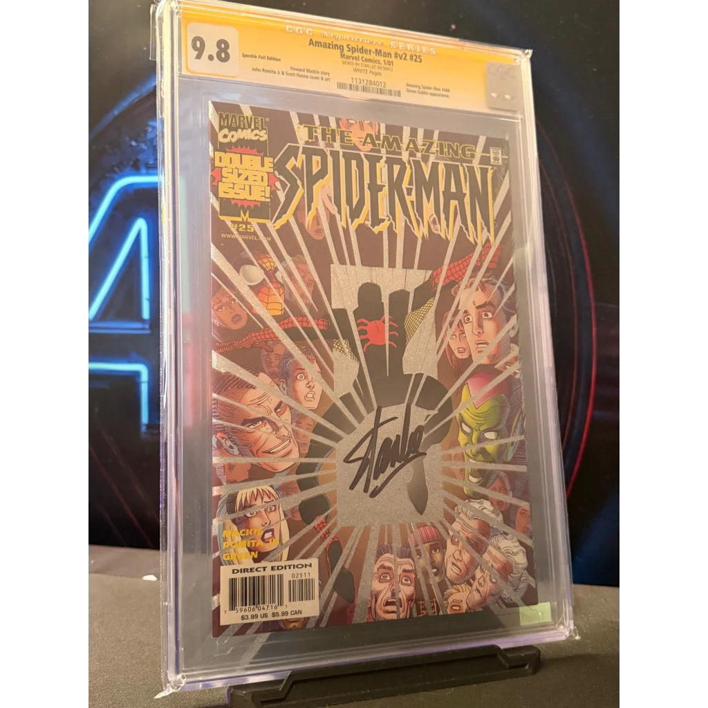 Amazing spider-man #225 comic book signed by stan lee encased in clear protective packaging graded 9.8 by cgc