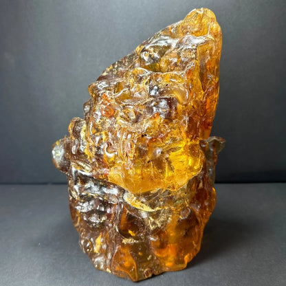Translucent amber termite hill fossil resin with inclusions and carvings