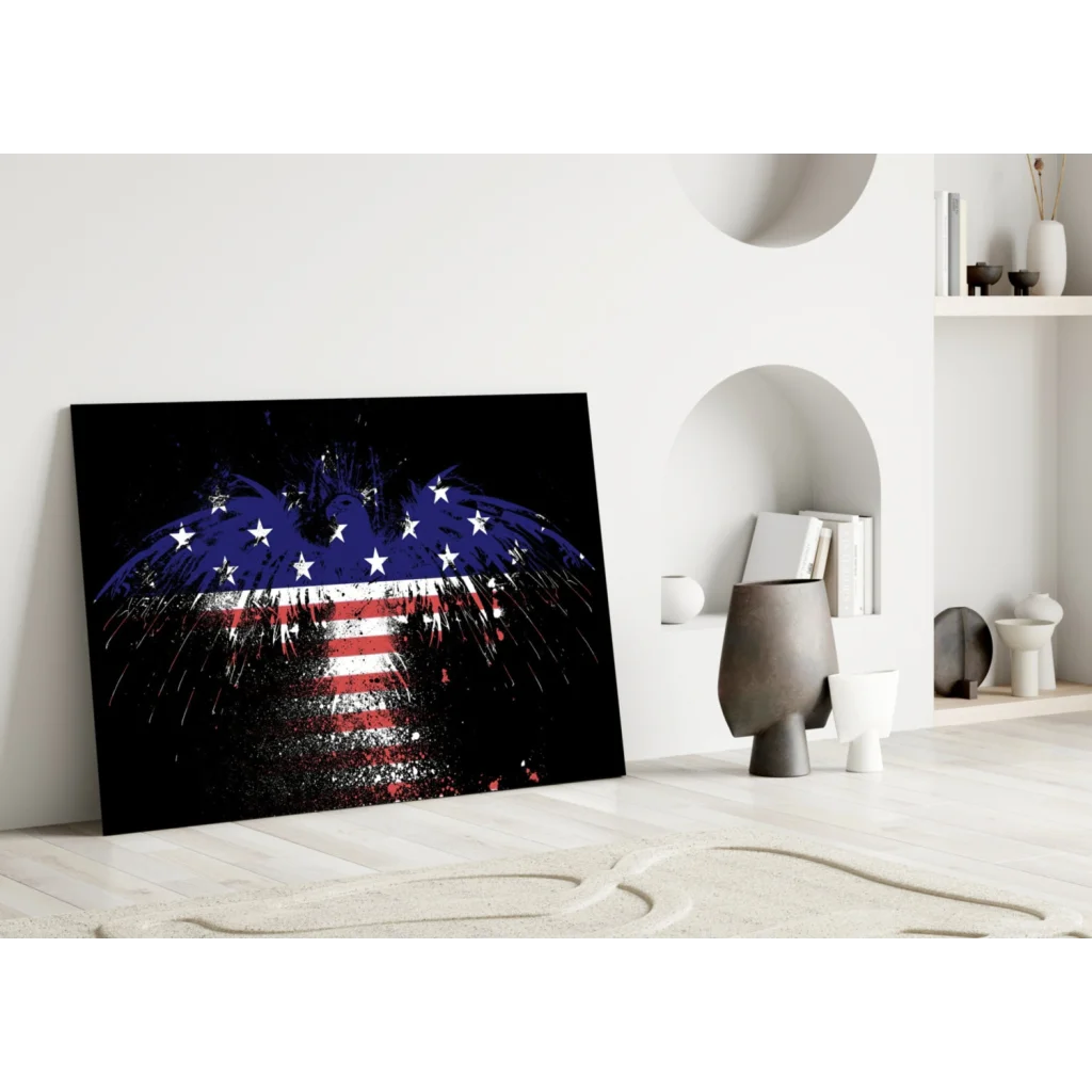 Fireworks American Flag Canvas Wall Art Black Background | Modern Wall Art Decor | vintageantiquesgifts.com