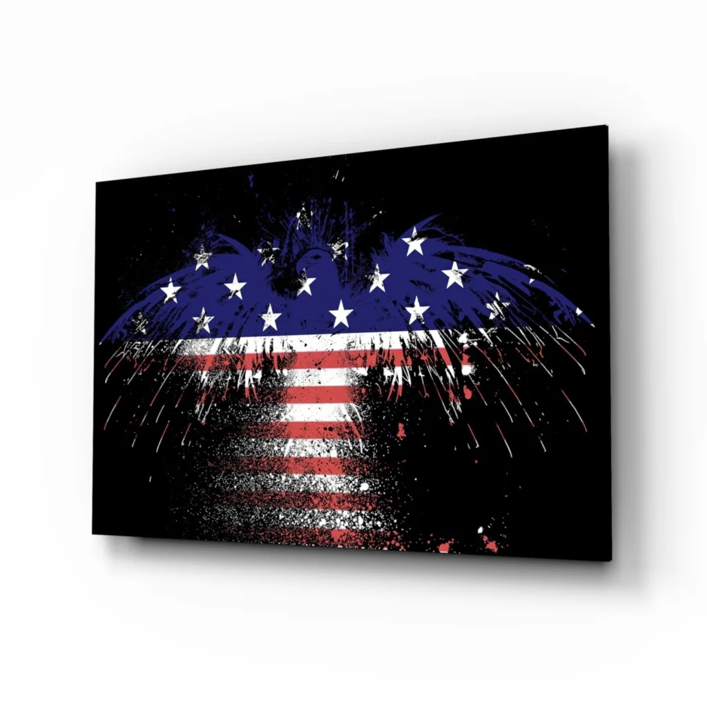 Fireworks American Flag Canvas Wall Art Black Background | Insigneart USA | vintageantiquesgifts.com