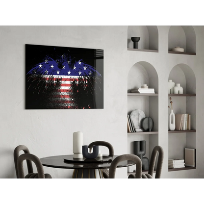Sleek black-framed fireworks American flag wall art on canvas