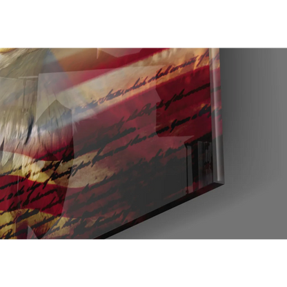 Majestic American Eagle modern acrylic wall art in red, white, gold hues