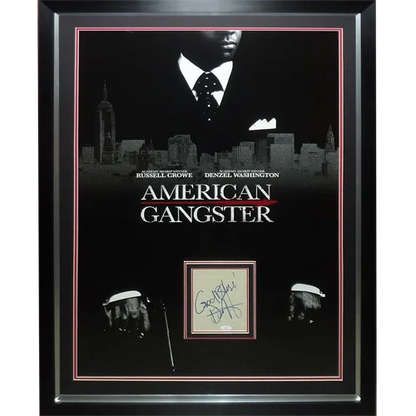 Deluxe framed American Gangster movie poster with Denzel Washington autograph