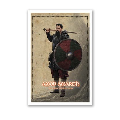 Amon Amarth Great Heathen Army poster with Viking warrior by Tom Thiel artwork
