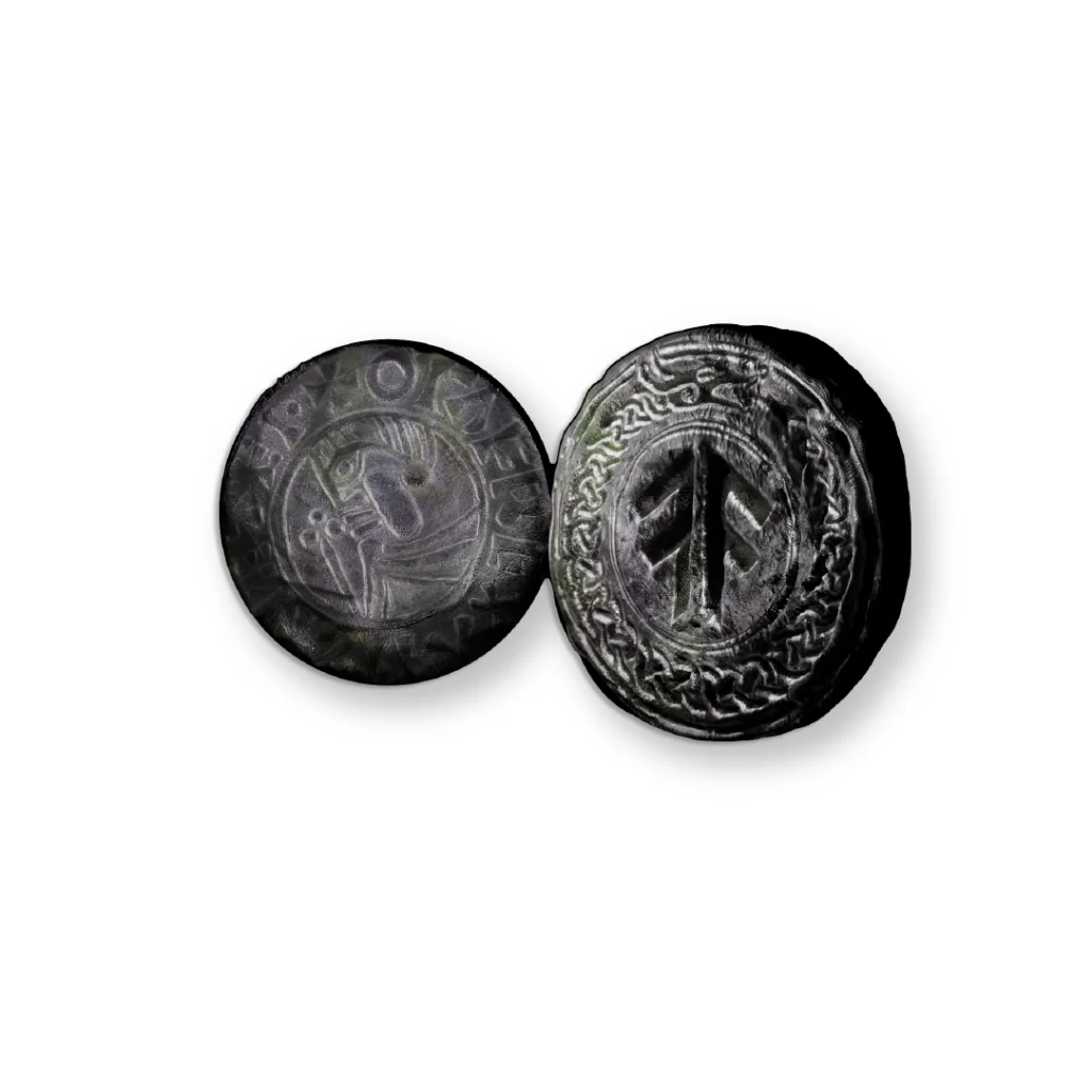 Amon Amarth Great Heathen Army medallions with intricate designs from Tom Thiel