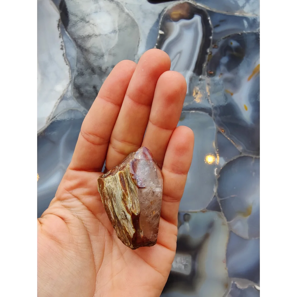 Amphibole angel phantom quartz Brazil crystal with internal striations