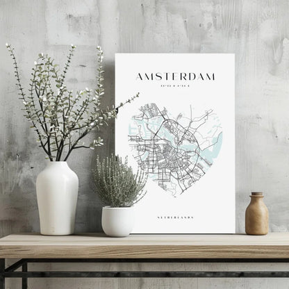 Heart Shaped Amsterdam Map Insigne Aluminum Print | Glass Wall Art Print | vintageantiquesgifts.com