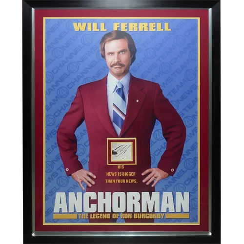 Deluxe framed Anchorman movie poster with Ferrell autograph
