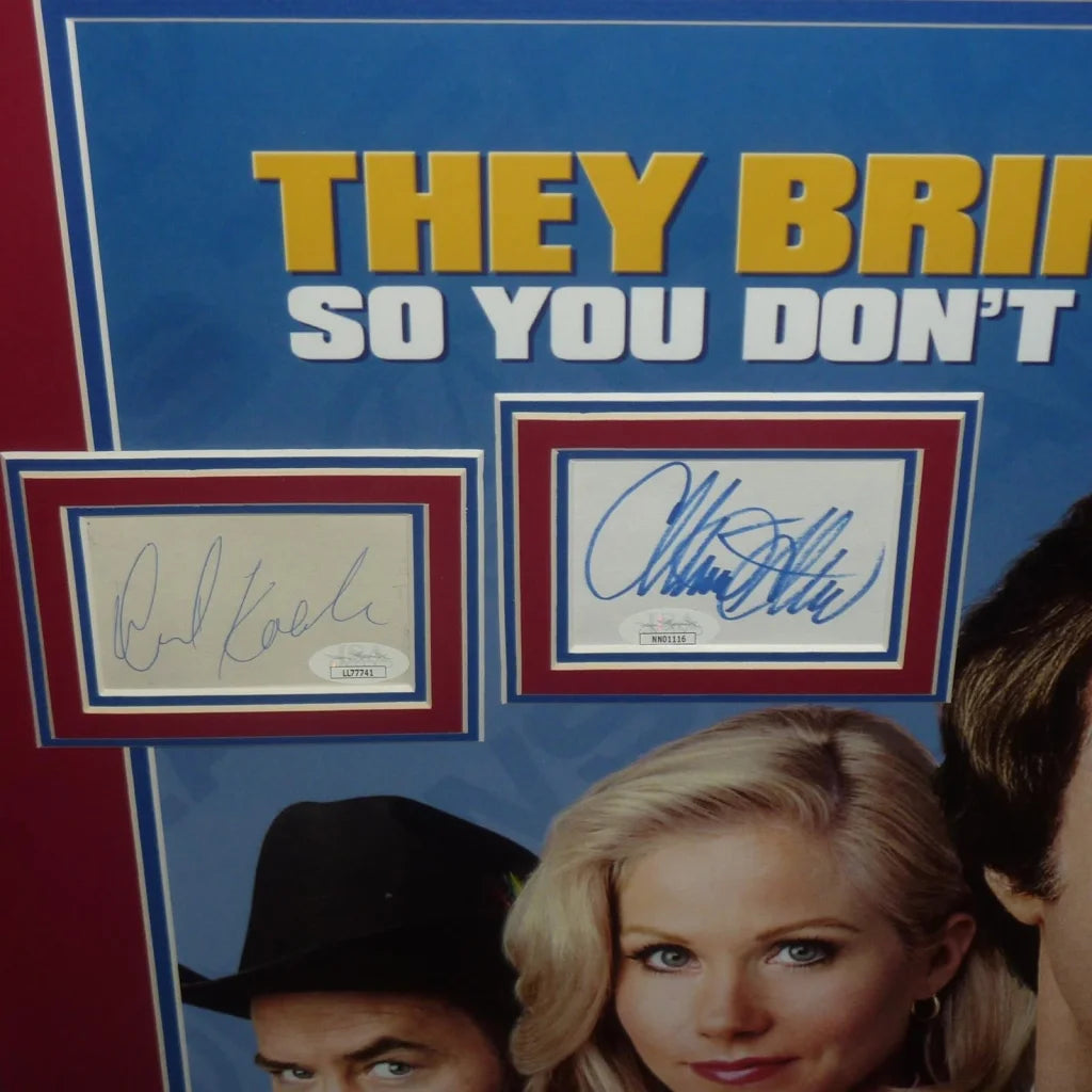 Deluxe framed Anchorman movie poster with blue white autographs JSA