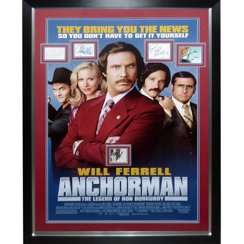Deluxe framed Anchorman movie poster with Will Ferrell autographs