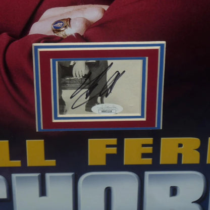 Deluxe framed Anchorman movie poster with autographs, black-and-white photo