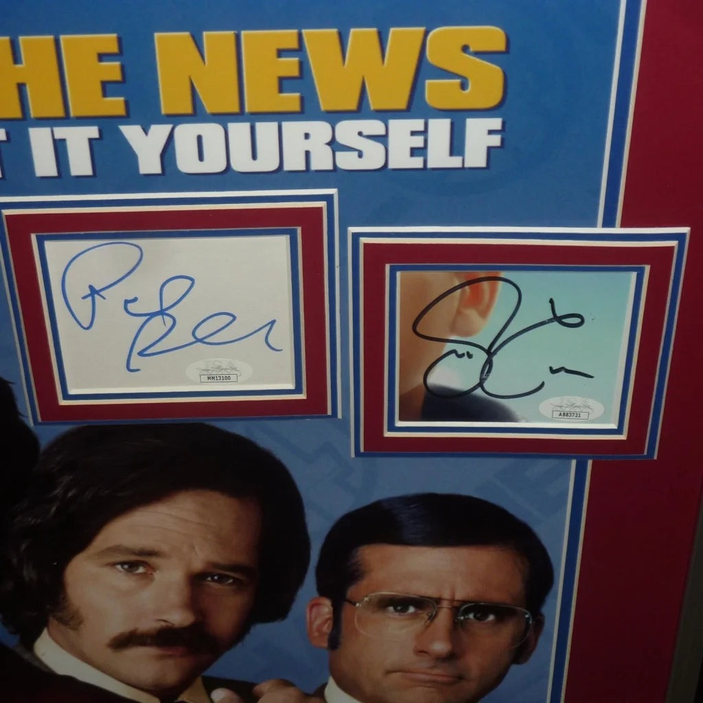 Deluxe framed Anchorman movie poster with signed autographs