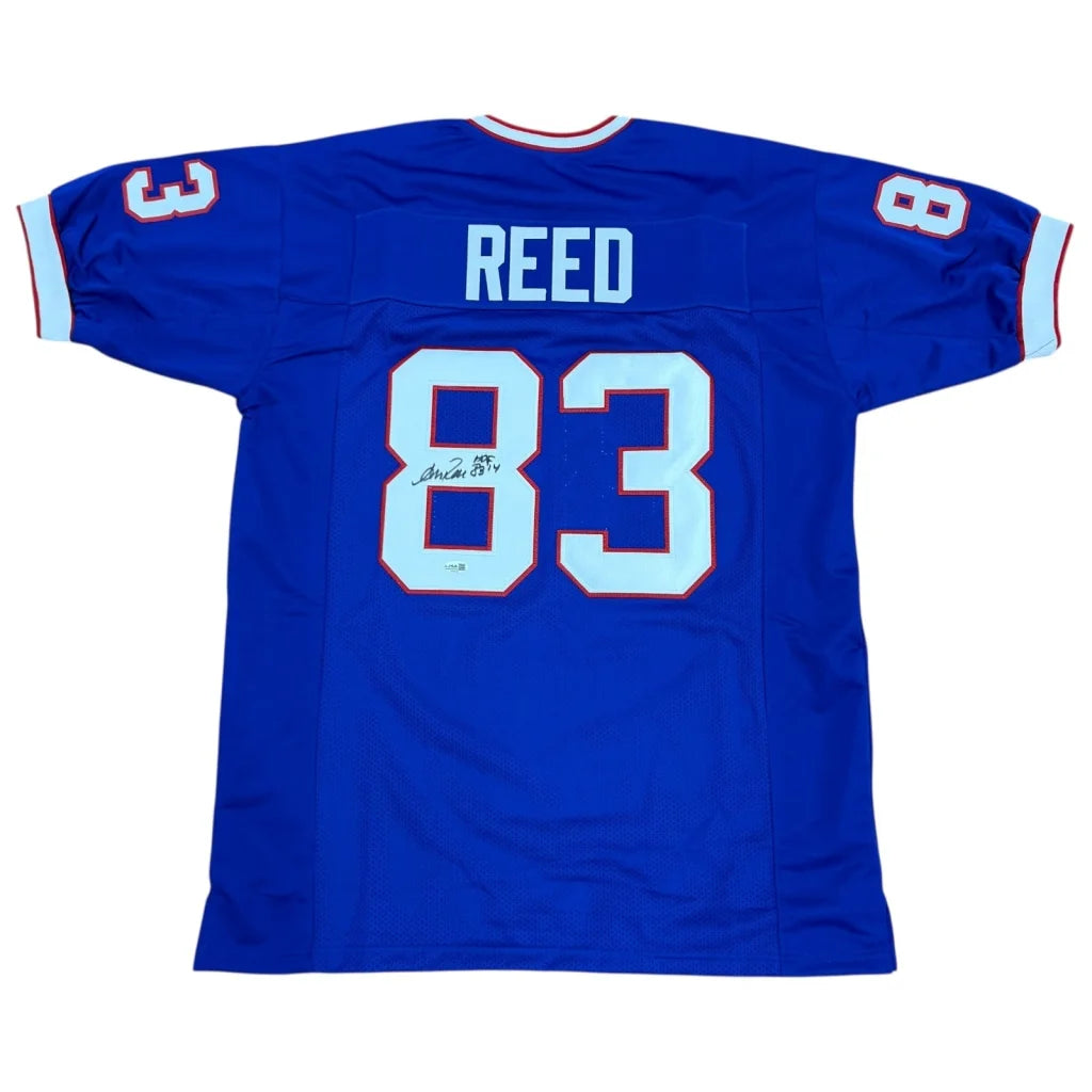 Andre Reed autographed Buffalo blue #83 jersey with Reed 83 on back