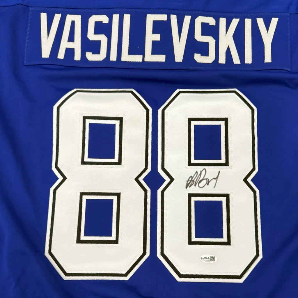 Andrei Vasilevskiy autographed Tampa Bay blue #88 custom hockey jersey