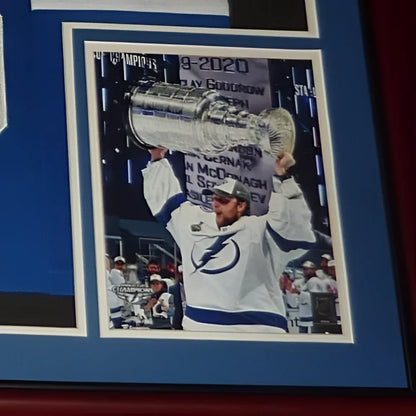 Andrei Vasilevskiy autographed Tampa Bay Lightning deluxe framed jersey with Stanley Cup