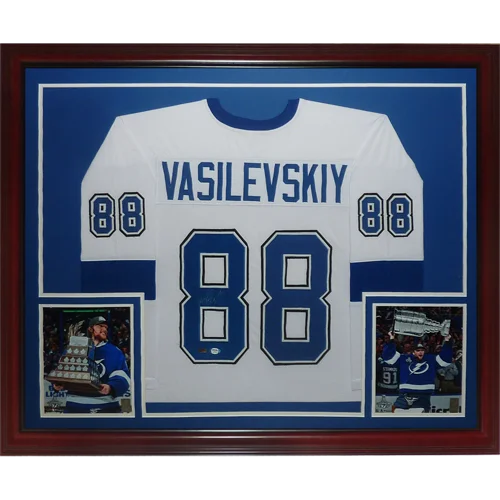 Andrei Vasilevskiy autographed Tampa Bay Lightning white #88 deluxe framed jersey