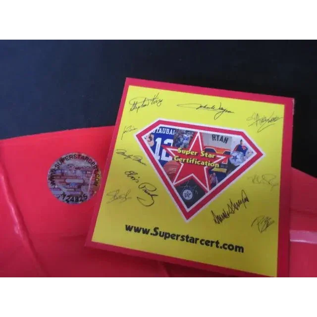 Red folder with yellow insert and signatures from Andrew Garfield Signed Spiderman mask