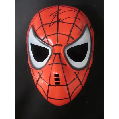 Red Spider-Man mask with web pattern and white eye frames from Andrew Garfield signed Spiderman collection