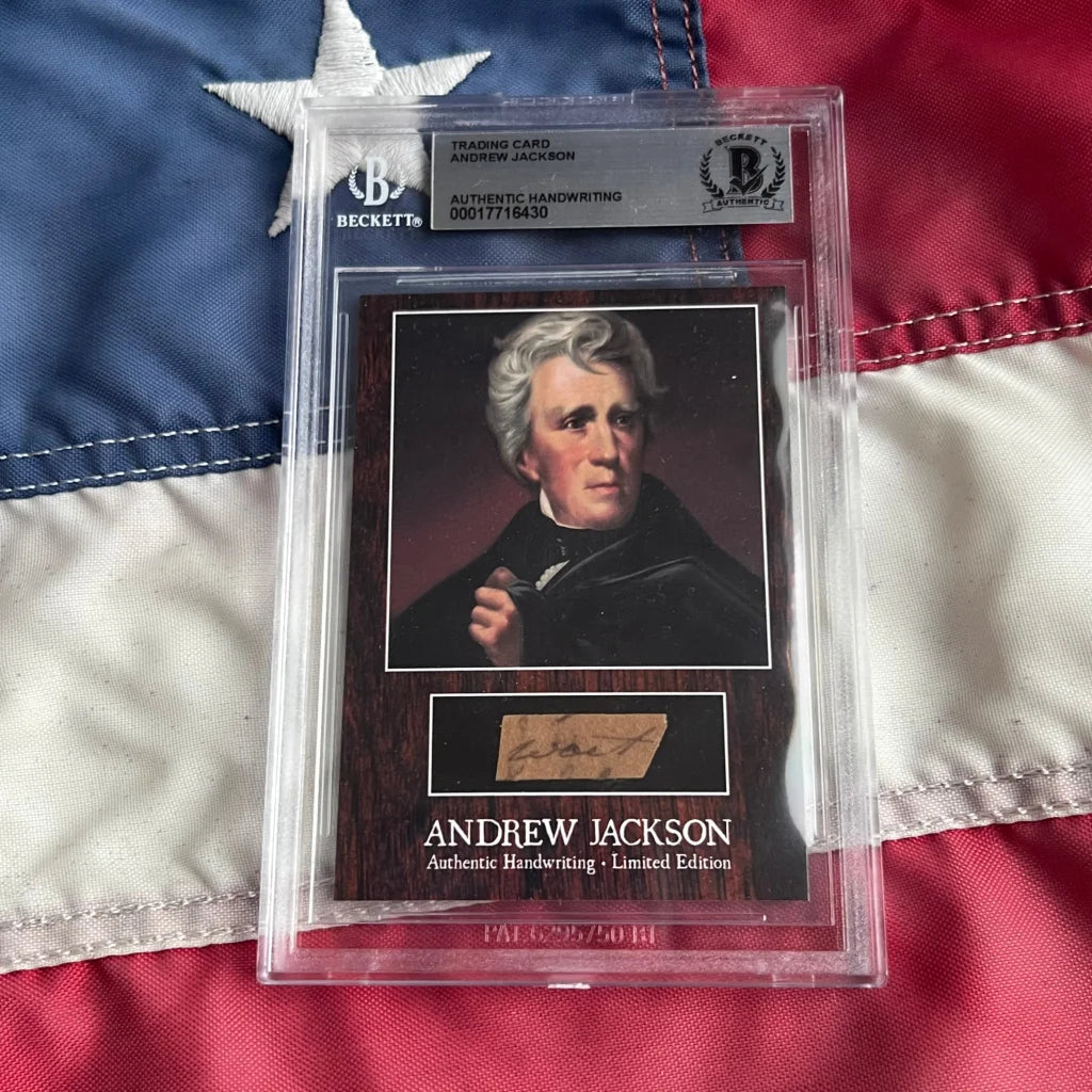 1850s Andrew Jackson holographic card with handwritten Fort Bowyer letter