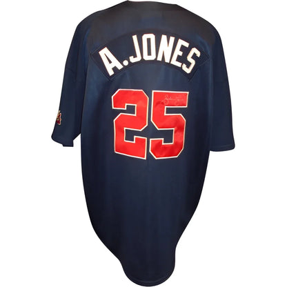 Andruw Jones autographed Atlanta Braves navy blue jersey with A