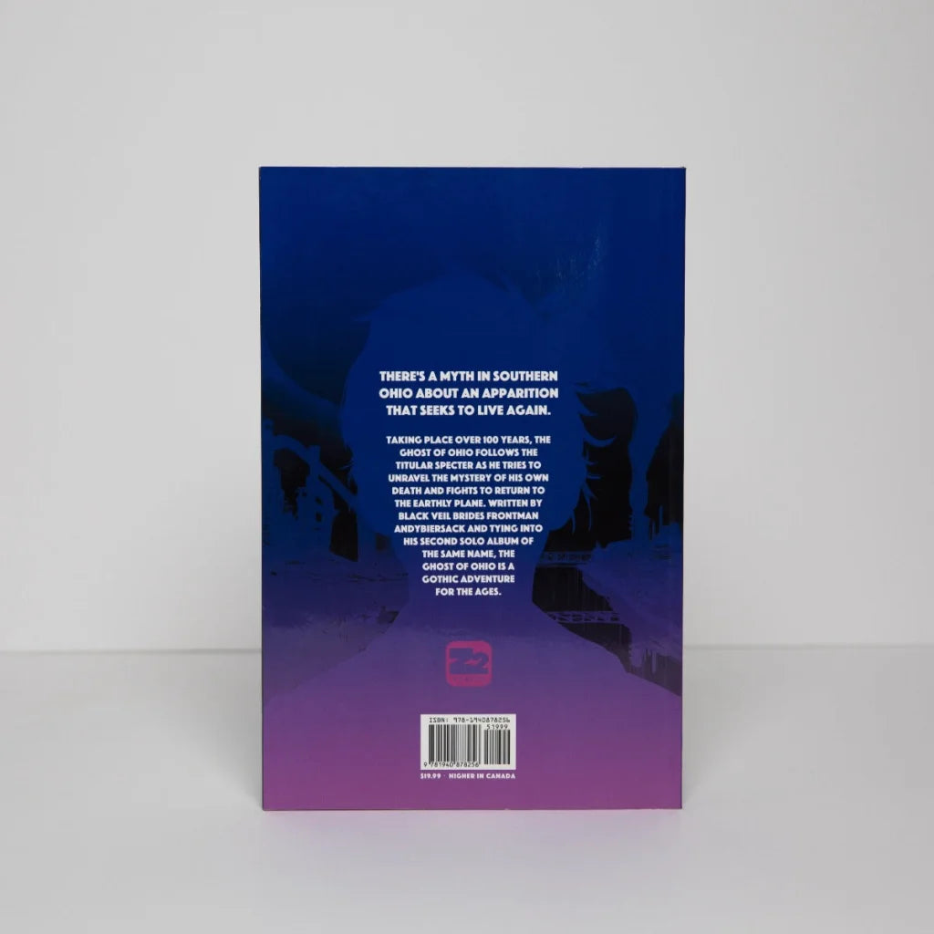 Andy Biersack Black Veil Brides neon zombie graphic novel with dark blue purple cover