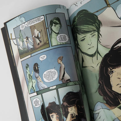 Open comic book with colorful illustrations from Andy Biersack Black Veil Brides graphic novel