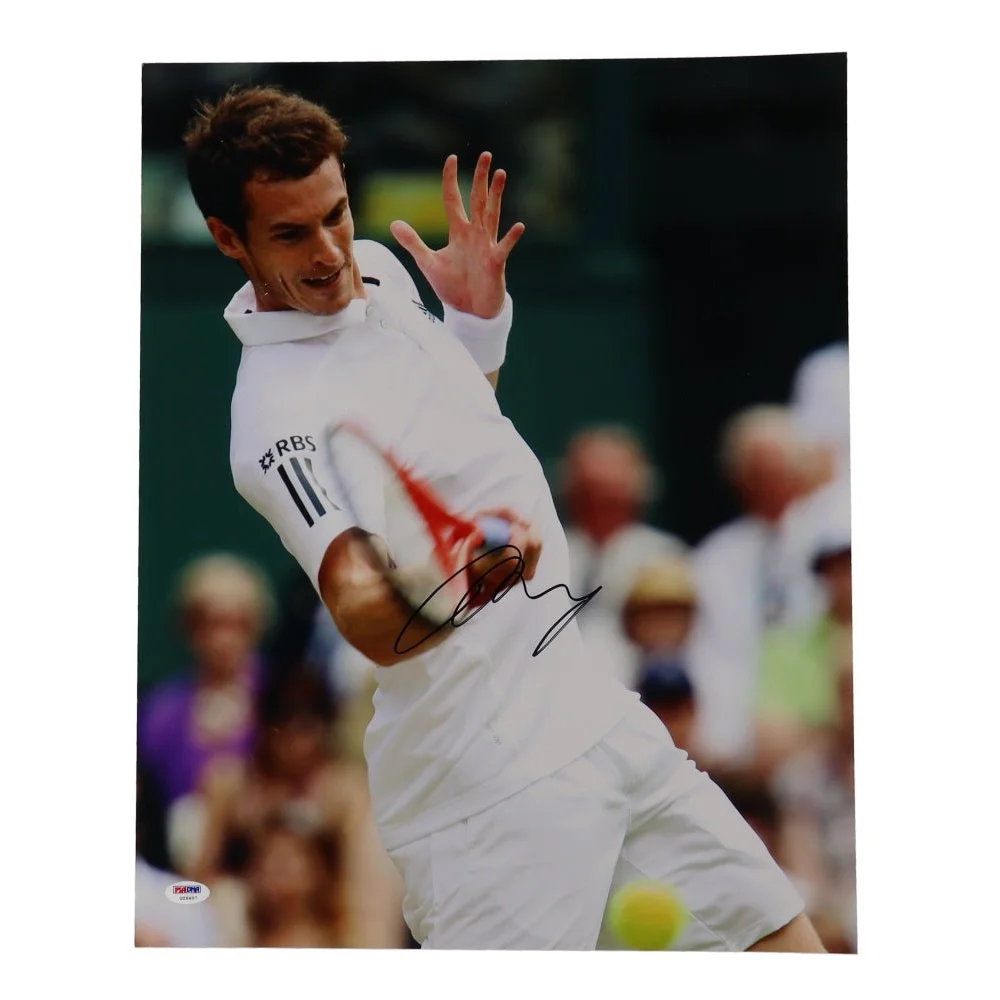 Autographed Andy Murray photo playing tennis, Murray signed 16x20 keepsake