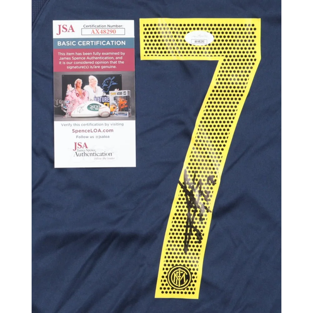 Blue Andy Van Der Meyde Inter Milan jersey with signature and JSA auth certificate