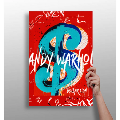Vibrant Warhol Dollar Sign on Insigne Aluminum Prints Pop Art