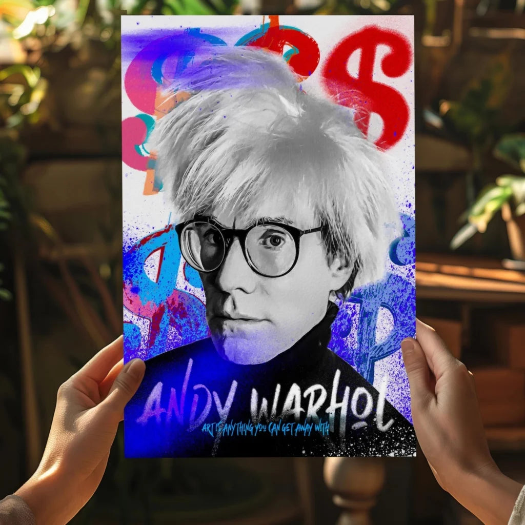 Vibrant Warhol graffiti portrait on insigne aluminum prints set of 4