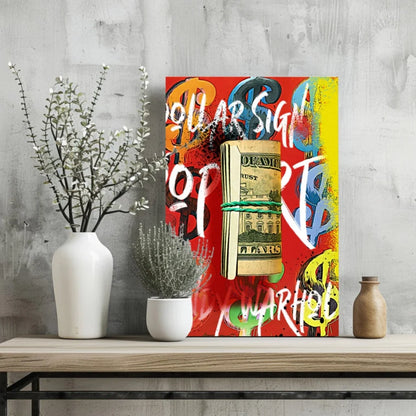 Insigne Aluminum Prints Money Graffiti Canvas Wall Art | Glass Wall Art Print | vintageantiquesgifts.com