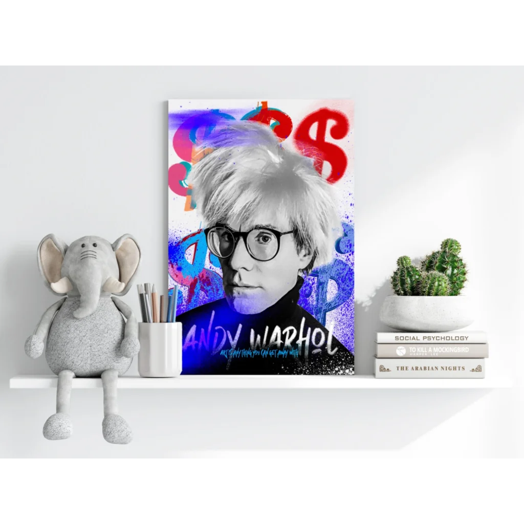 Vibrant Warhol graffiti portrait on insigne aluminum prints set of 4