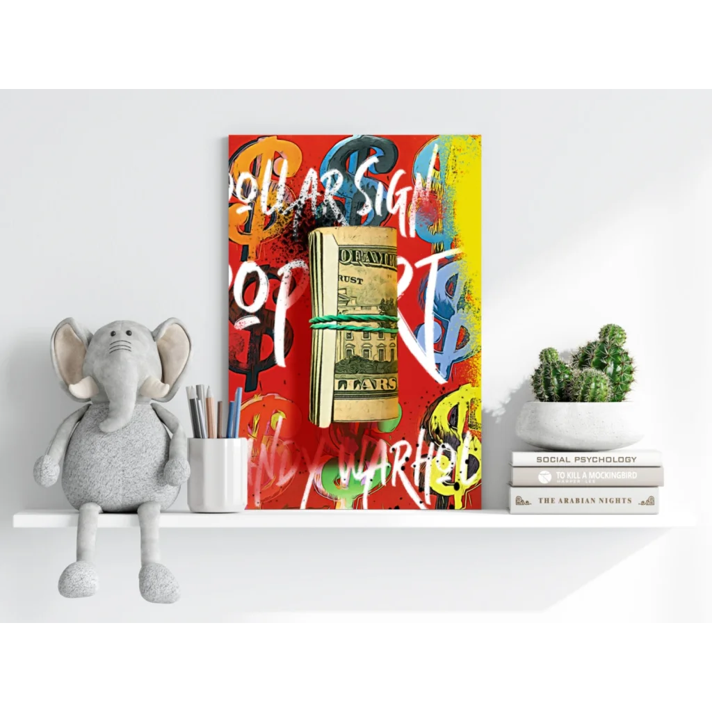 Vibrant money graffiti canvas wall art by Insigne Aluminum Prints